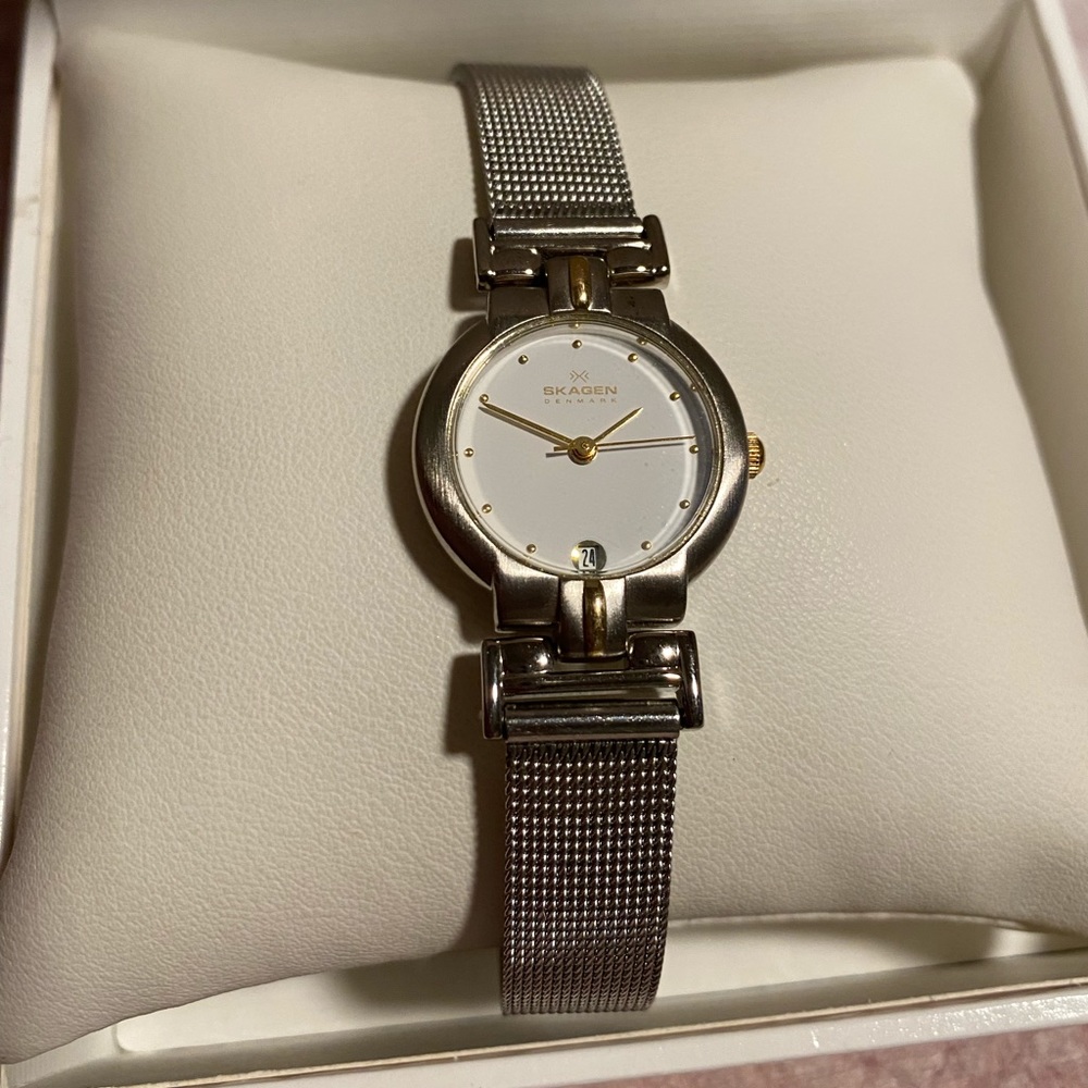 Skagen Denmark Women’s Watch. Silver Stainless Steel Mesh Adjustable Band. NWOT